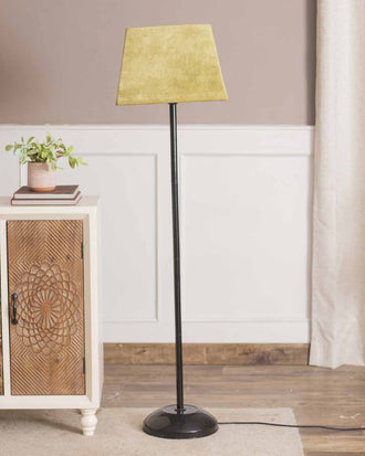 Yellow Modern Round Cotton Floor Lamp