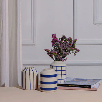 Celestial Moon Cut Ceramic Flower Vases | Set of 2