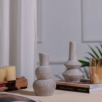 Modern Blissful Striped Ceramic Decorative Vases | Set of 2