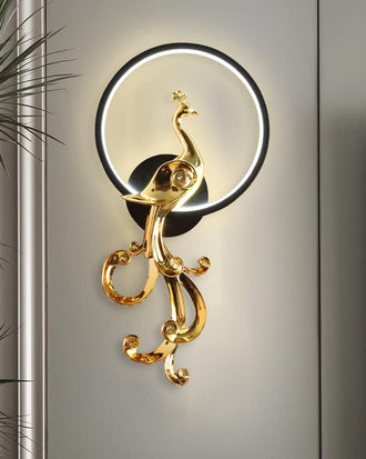 Black Gold Bird LED Wall Light