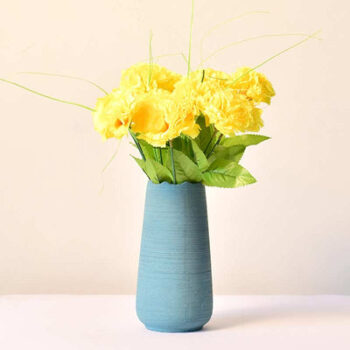 Sunset Orange Vase With Flower Bunch | 4 x 12 inches