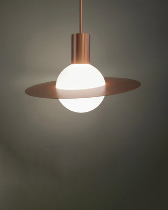 Saturn Shape Glass Pendant Light - Rose Gold
