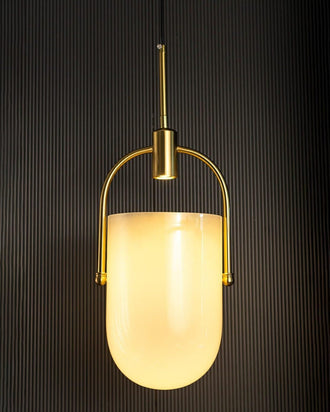 Frosted Glass & Brass Pendant Light