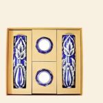 Lazy Gardener Diwali Gift's for Plant Lover Combo 2 Indigo Mughal Ceramic Magnetic Planter with 2 Attractive Ceramic Diya