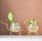 Innovative Handicrafts Next In Crafts Glass Planter Holder Deer | Flower Pot | Round Vase Handmade for House Decoration (Set of 2) (Gold)