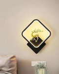 Square Led Deer Wall Light - Black