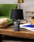 Love of Nature Table Lamp � Ceramic Base with Carved Floral & Leaf Design, Cloth Shade Included � E14 Bulb Socket, 2-Pin Plug, 1.2M Wire � Nature-Inspired D�cor Accent for Bedroom or Living Room