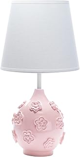 Lambs & Ivy Signature Botanical Baby Pink Floral Nursery Lamp with Shade & Bulb