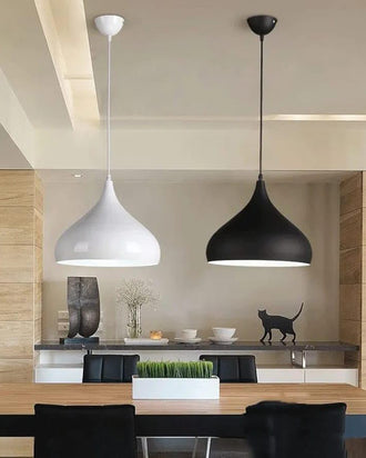 ZenBell Black & White Dome Pendant Lights - Set of 2