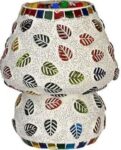 LPINE Mushroom Shaped Mosaic Glass Lamp for Home/Office/Festival Decoration 9Inch (Bulb Not Included).