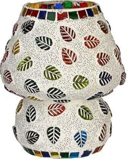 LPINE Mushroom Shaped Mosaic Glass Lamp for Home/Office/Festival Decoration 9Inch (Bulb Not Included).