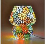 Mahganya Mosaic Style Dome Shaped Glass Table Lamp Multicolour for Living Room,Bed Room,Desk, Pack of 1 (Design6)