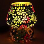 Mahganya Mosaic Style Dome Shaped Glass Table Lamp Multicolour for Living Room,Bed Room,Desk, Pack of 1 (Table lamp101)