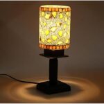 Somil Designer Decorative Wooden Table Lamp with Hand Decorative Glass Shade for Colorful Magical Lighting Effect-BT21