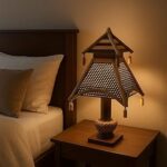 HunarKraft Handmade Bamboo Table Lamp,Sweet Decorative Handmade Bamboo Craft Side Lamp (Desgine 3)