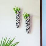 ExclusiveLane Midnight Bloom' Ceramic Wall Planters for Living Room & Balcony (Set of 2)|Wall Planter for Home Decoration Wall Hanging Planter Wall Mounted Planter, Midnight Blue and White
