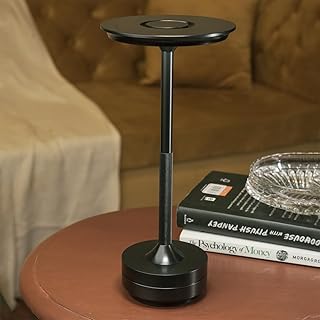 Chronos Aureola Cordless LED Table Lamp (Black) - USB Rechargeable Portable Touch Control Dimmable 3 Light Color Tunable Table Lamp for Hotel, Cafe, Restaurant or Home for Bedside, Center or Dining