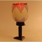Somil Designer Decorative Wooden Table Lamp with Hand Decorative Glass Shade for Colorful Magical Lighting Effect-BT44