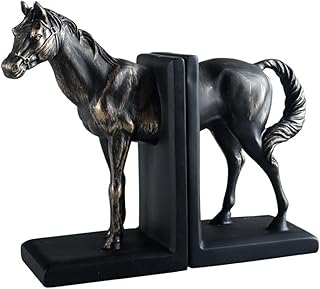 LR Decor E-Shop Bookends Housewarming Gift Resin Horse Sculptures for Cabinet Office Shelves