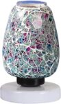 AMDHOME Lamp, Table Lamp, Night Lamp for Bedroom, Home Decor Items, Lamp for Living Room, Light Lamp, Bedside Lamp, Room Decor, Dovel Pot - (Wooden Base, Mosaic Glass) 78