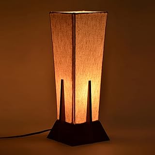 ExclusiveLane Sheesham Wooden 'Pyramid' Table LED /CFL Lamp for Bedroom & Living Room (14 Inch, Wood, Without Bulb, Pack of 1) |Bedside Table Lamp Side Table Lamps for Home Decoration Office Side Lamp