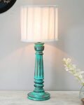 Homesake Traditional Country Cottage LED Table Lamp Antique Algae Athens Desk Lamp For Bedroom Living Room (Pleated White)
