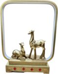 LIT JEWEL LED Artistic Deers Silhouette in Wooden Frame Sculptures, Decorative Table Lamp, Side Table Lamp, Center Table Lamp, Home Decor Showpiece for Living Room, Bedroom (Warm White Light)