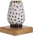 AMDHOME Lamp, Table Lamp, Night Lamp for Bedroom, Home Decor Items, Lamp for Living Room, Light Lamp, Bedside Lamp, Room Decor, Dovel Pot - (Wooden Base, Mosaic Glass) 19