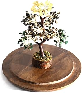 GEMTUB Money Magnet TRE 300 Beads Crafted from The Power Trio of Combined Money Magnet Crystals Citrine Pyrite Jade Tiger Eye Fengshui Tree for Wealth, Prosperity, Abundance.