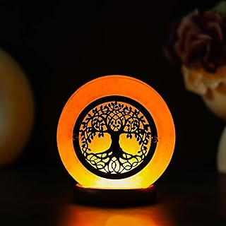 eCraftIndia Tree of Life Decorative Himalayan Salt Lamp with Wooden Base - Lamp for Home Decoration - Gift for Diwali, Christmas, Birthday, Housewarming, New Year, Rakhi, and Anniversary