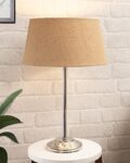 Homesake Table Lamps for Home Decoration, Side Table Lamp, Table Lamp for Bedroom Decoration Items, Night Lamp for Bedroom Table, Balcony/Room Decoration Items Outdoor(Fabric Shade, Jute)