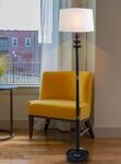 Blue Stone™ Classic Wooden Floor Lamp For Living Room Luxury Home Decor Italian (Round Warm Jute Black Stand)