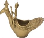 KALARAMBH Brass Bastar Art Pen Holder for Home Office Study Table Decor Showpiece Gift Item Collectible Handicraft Art, Yellow, 8.5 x 8.5 x 7.8 Inch (L x W x H)