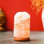 eCraftIndia Decorative Himalayan Rock Salt Lamp with Wooden Base - Table Lamp for Positive Energy, Healing, Vastu & Home Decoration - Gift for Diwali, Christmas, Birthdays, Housewarming, New Year