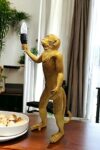 POSHIO® Table Lamp, Standing Monkey Sculpture with Warm White Light | Stylish Home Decor Lights | Bedside Lamp for Restaurant Hotel Cafe Living Room Bedroom (LxBxH = 20x30x54cms,1800 GMS) (Gold)