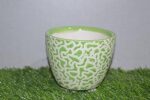 Plantrr Online's White Ceramic Plant Pot with Lava Lamp Design (Green)