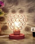Homesake® Semi Crystal Table Lamps Mood Lighting | Small Crystal Night Lamp Stylish Bedside Lamp Light | Unique Modern Decorative Desk Lamp for Bedroom Living Room,(Pink)