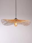 Habere India-All the Cultures Fabricating India Bamboo Lampshade | Pendant Lamp | Boho Pendant Lamp | Cane Lamps for Bedroom | Rattan Lamp Shade | Hanging Lamp (Diameter 60 CM)