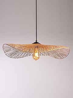 Habere India-All the Cultures Fabricating India Bamboo Lampshade | Pendant Lamp | Boho Pendant Lamp | Cane Lamps for Bedroom | Rattan Lamp Shade | Hanging Lamp (Diameter 60 CM)