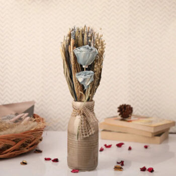 Lea Dried Lavender Vase With Flower Bunch | 3 x 16 inches