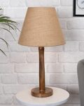 Homesake® Table Lamps for Home Decoration Items, Side Table Lamp for Bedroom Decoration Items, Night Lamp for Bedroom Table, Balcony/Room Decoration Items for Home Decor, Nordic - (Wooden Base, Jute)