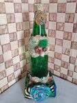 Green Bottle Lights Lamp Flower Vase Floral Pot for Diwali Christmas Home Decoration Showpiece Centerpiece Housewarming Celebration Gift Ideas (Bottle Flower Vase)