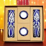 Lazy Gardener The Good Gift Box Duo: 2 Mughal Ceramic Magnetic Planters & 2 Attractive Ceramic Diyas | Diwali Gift Box for Plant Lovers