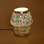 Mahganya Mosaic Style Dome Shaped Glass Table Lamp Multicolour for Living Room,Bed Room,Desk, Pack of 1 (Clolor1b)