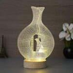 eCraftIndia Acrylic Wooden Base Pot with Bird Design Decorated Night Table Lamp | Lamp for Living Room Bedroom | Desk Lamp | Bedside Lamp | Gift for Diwali Housewarming Birthday