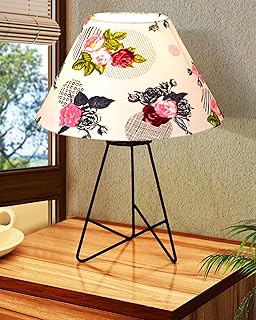 Homesake ®Retro Matt Black Down to The Wire Metal Table Lamp with Fabric Shade, Bedside Lamp Gift Housewarming Home Living Room, Shade (Rose)