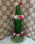 Green Bottle Lights Lamp Flower Pot Vase Diwali Christmas Home Decoration Showpiece Centerpiece Gifts Giving (Bottle Flower Vase)