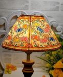 SHILP KATHA Handicraft Leather Lamps Shade For Home Decoration — Handmade Decorative Designer Side Table Desk Lamp Shade for Bedroom and Living Room Home Decor | Lotus Bloom - (10 inch Diameter)