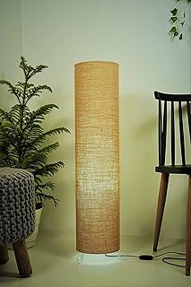 THE LIGHT SHADOW Cotton Fabric Round CFL Floor Lamp for Bedroom'S Desk Lamp for Living Room, Bed Room, Office Night Stand Dimmable Room Corner Lamp for Room (Brown)