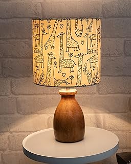 Homesake® Lamp, Table Lamp, Night Lamp for Bedroom, Lamp for Living Room, Bedside Lamp, Table Lamp for Bedroom, Bedroom Decoration Items, Room Decor, Dovel Pot - (Wooden Base, Savanna)